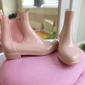 Pink rain boots